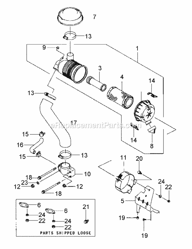 Fh601v-Bs27 Air Filter & Muffler Diagram and Parts List for M48-KW 53BB5DAV750 Cub Cadet Sprayer